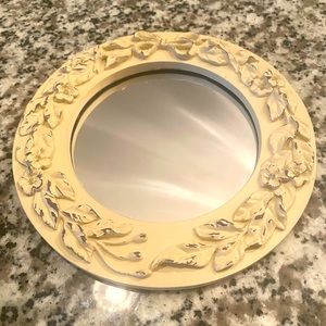 White Round Mirror Floral Decoration